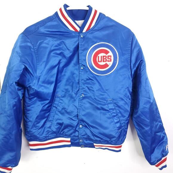 Vintage Chicago Cubs Starter Jacket Youth Large Silky Satin Made USA Retro - Picture 1 of 11
